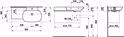 Bild von Laufen INO - Möbelwaschtisch, Ablage links, 000 weiss, 1 Hahnloch, 900 x 450 x 120, Art.Nr. : H8133010001041