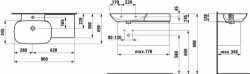 Bild von Laufen INO - Möbelwaschtisch, Ablage rechts, 757 weiss matt, 1 Hahnloch, 900 x 450 x 120, Art.Nr. : H8133027571041