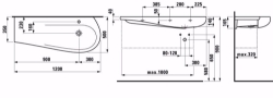 Bild von Laufen ALESSI ONE - Möbelwaschtisch, Ablage links, mit verdecktem Überlauf, inkl. Keramikabdeckung für Ablaufventil, 400 LCC-weiss, ohne Hahnloch, 1200 x 500 x 165, Art.Nr. : H8149744001091