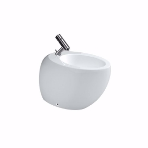 Bild von Laufen ALESSI ONE - Standbidet, mit verdecktem Überlauf, inkl. Keramikabdeckung für Ablaufventil, 400 LCC-weiss, 1 Hahnloch, 390 x 585 x 415, Art.Nr. : H8329714003041