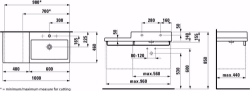 Picture of Laufen LIVING CITY - Waschtisch, Ablage links, 000 weiss, ohne Hahnloch, 1000 x 460 x 155, Art.Nr. : H8184310001091