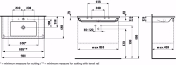 Bild von Laufen LIVING SQUARE - Waschtisch, schneidbar bis 650 mm, 000 weiss,  1 Hahnloch/einseitig geschnitten, 900 x 480 x 115, Art.Nr. : H8164330001351