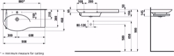 Bild von Laufen PALACE - Waschtisch, Ablage rechts, schneidbar bis 800 mm, 000 weiss,  1 Hahnloch/einseitig geschnitten, 900 x 460 x 155, Art.Nr. : H8167020001351