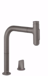 Bild von Hansgrohe Metris Select M71 2-Loch Einhebel-Küchenmischer 200, Ausziehbrause, 2jet, sBox, brushed black chrome , Art.Nr. : 73818340