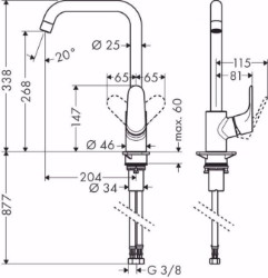 Bild von Hansgrohe Focus M41 Einhebel-Küchenmischer 260, 1jet, Mattschwarz , Art.Nr. : 31820670