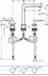 Bild von Hansgrohe Metropol 3-Loch Waschtischarmatur 160 mit Hebelgriff und Push-Open Ablaufgarnitur, Mattweiß , Art.Nr. : 32515700