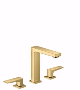 Bild von Hansgrohe Metropol 3-Loch Waschtischarmatur 160 mit Hebelgriff und Push-Open Ablaufgarnitur, polished gold-optic , Art.Nr. : 32515990