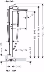 Bild von Hansgrohe Metropol Einhebel-Wannenmischer bodenstehend mit Hebelgriff, brushed bronze , Art.Nr. : 32532140