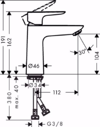 Bild von Hansgrohe Talis E Einhebel-Waschtischmischer 110 ohne Ablaufgarnitur, Mattschwarz , Art.Nr. : 71712670