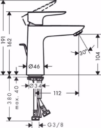 Bild von Hansgrohe Talis E Einhebel-Waschtischmischer 110 CoolStart mit Zugstangen-Ablaufgarnitur, Mattschwarz , Art.Nr. : 71713670