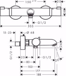 Bild von Hansgrohe Ecostat Wannenthermostat Comfort Aufputz, Mattweiß , Art.Nr. : 13114700