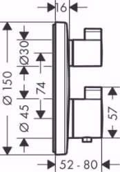 Bild von Hansgrohe Ecostat S Thermostat Unterputz für 2 Verbraucher, Mattweiß , Art.Nr. : 15758700