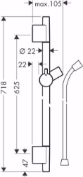 Bild von Hansgrohe Unica Brausenstange S Puro 65 cm mit Brausenschlauch, Mattschwarz , Art.Nr. : 28632670