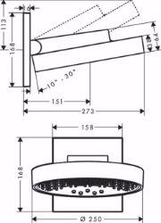 Bild von Hansgrohe Rainfinity Kopfbrause 250 3jet mit Wandanschluss, chrom , Art.Nr. : 26232000