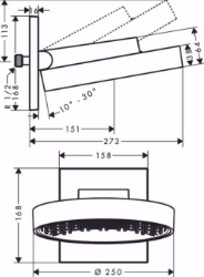 Bild von Hansgrohe Rainfinity Kopfbrause 250 1jet mit Wandanschluss, chrom , Art.Nr. : 26226000