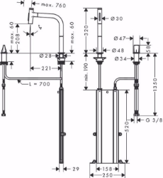 Bild von Hansgrohe Metris Select M71 2-Loch Einhebel-Küchenmischer 200, Ausziehbrause, 2jet, sBox, edelstahl finish , Art.Nr. : 73818800