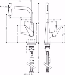 Bild von Hansgrohe Talis Select M51 Einhebel-Küchenmischer 300, Ausziehbrause, 2jet, edelstahl finish , Art.Nr. : 72823800