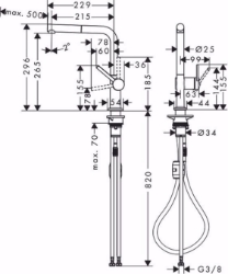 Bild von Hansgrohe Talis M54 Einhebel-Küchenmischer 270, Ausziehauslauf, 1jet, chrom , Art.Nr. : 72808000