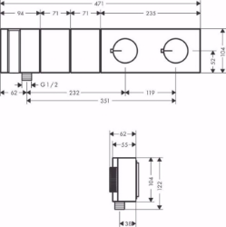 Bild von AXOR Edge Thermostatmodul Select 470/100 Unterputz für 2 Verbraucher - Diamantschliff, chrom , Art.Nr. : 46701000