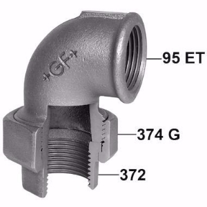 Bild von +GF+ 95 Winkelverschraubung, flach dichtend, ISO/EN UA1, Dimension ″: 11/4", Art.Nr.: 770095207