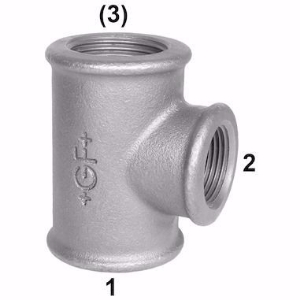 Bild von +GF+ 130 T-Stück, Abzweig reduziert oder vergrössert, ISO/EN B1, Dim. (1-2): 3" ‑ 21/2", Art.Nr.: 770129231