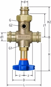 Bild von Nussbaum 82232 Optipress-Aquaplus-Batterieventil mit Optipress-Aquaplus-Anschlussverschraubung 92020 / 92021, Grösse: 35 x 35, Art.Nr. 82232.25