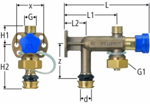 Bild von Nussbaum 84227 Optiflex-Flowpress-Kombiventil mit Wandflansch, Grösse: 20, Art.Nr. 84227.22