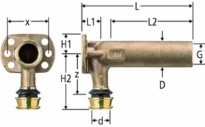 Bild von Nussbaum  84216 Optiflex-Flowpress-Anschlusswinkel lang mit Wandflansch, Grösse: ½ x 16 x 83, Art.Nr. 84216.21