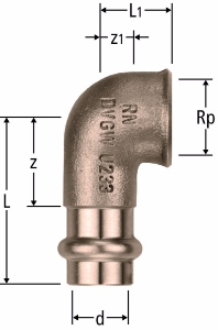 Bild von Nussbaum  81006 Optipress-Aquaplus-Winkel mit Innengewinde, Grösse: 18 x ¾, Art.Nr. 81006.26