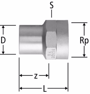 Bild von Nussbaum  80034 Optipress-Aquaplus-Übergang mit Einsteckende und Innengewinde, Grösse: 28 x ¾, Art.Nr. 80034.28