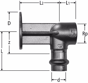 Bild von Nussbaum  80054 Optipress-Aquaplus-Anschlusswinkel mit abgesetztem Wandflansch, Grösse: 18 x ½, Art.Nr. 80054.22