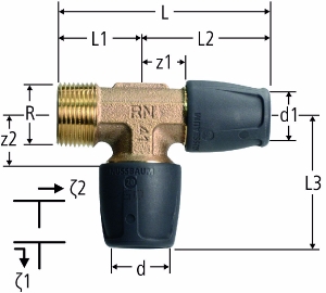 Bild von Nussbaum  85144 Optiflex-Profix-T-Stück mit Aussengewinde, Grösse: ¾ x 20 x 16, Art.Nr. 85144.22