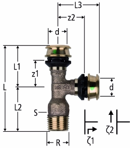 Bild von Nussbaum  84244 Optiflex-Flowpress-T-Stück mit Aussengewinde, Grösse: ¾ x 16 x 16, Art.Nr. 84244.22