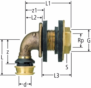 Bild von Nussbaum  84279 Optiflex-Flowpress-Wanddurchführungswinkel, Grösse: 16 x ½ x 35, Art.Nr. 84279.21