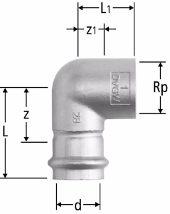 Bild von Nussbaum  88006 Optipress-Gaz-Winkel 90° mit Innengewinde, Grösse: 54 x 2, Art.Nr. 88006.32