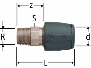 Bild von Nussbaum  85130 Optiflex-Profix-Übergang mit Aussengewinde, Grösse: ¾ x 16, Art.Nr. 85130.24