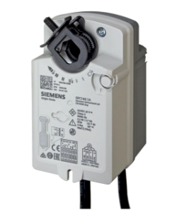 Picture of Siemens Luftklappen-Drehantrieb, AC 230 V, 2-Punkt, 4 Nm, Federrücklauf 60/15 s, 2 Hilfsschalter, Art.Nr.: GPC326.1A