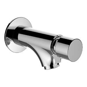 Picture of Laufen Armaturen - Wandventil für Kalt- oder Mischwasser, Ausladung 77 mm, Festauslauf, Selbstschliessend, Chrom , Art.Nr. : HF771033100000