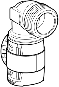 Bild von Geberit FlowFit Übergangsbogen 90° mit AG, lang 20mm x 3/4", Art.Nr. :620.525.00.1