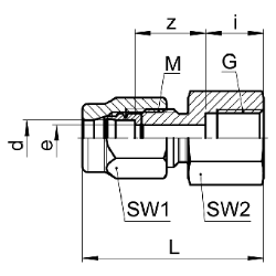 Bild von SERTO Aufschraubverschraubungen SERTO SO 41221 gerade, M-Programm, Messing Grösse: 4 ‑ 1/8, Art.Nr. :  018.1201.060