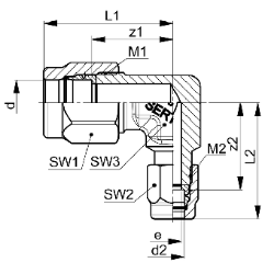 Bild von SERTO Winkelverschraubungen SERTO SO 42021 M-Programm, Messing Grösse: 8 ‑ 6, Art.Nr. :  018.2004.140