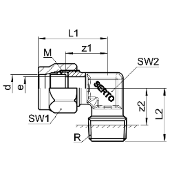 Bild von SERTO Winkel-Einschraubverschraubungen SERTO SO 42421 mit Aussengewinde, M-Programm, Messing Grösse: 8 ‑ 3/8, Art.Nr. :  018.2401.180