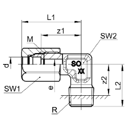 Bild von SERTO Winkel-Einschraubverschraubungen SERTO SO 52421 mit Aussengewinde, Edelstahl rostfrei Grösse: 10‑ 1/4, Art.Nr. :  058.2401.270