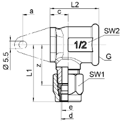 Bild von SERTO Anschlusswinkel SERTO SO 42321 mit Wandflansch, M-Programm, Messing Grösse: 8 ‑ 3/8, Art.Nr. :  018.2301.180