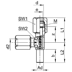 Bild von SERTO T-Verschraubungen SERTO SO 53621 mit Einstellzapfen, Edelstahl rostfrei Grösse: A 6‑ 5‑ 5, Art.Nr. :  058.3610.053