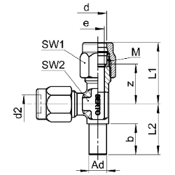 Bild von SERTO Verschraubungen SERTO SO 43621 einstellbar, M-Programm, Messing Grösse: A 10 ‑ 10 ‑ 10, Art.Nr. :  018.3610.100