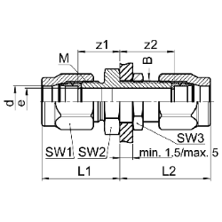 Bild von SERTO Schottverschraubungen SERTO SO 41521 gerade, M-Programm, Messing, Durchführungslänge max. 5 mm Grösse: 4, Art.Nr. :  018.1500.040