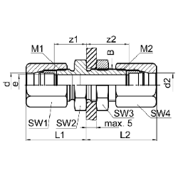 Bild von SERTO Schottverschraubungen SERTO SO 51521 gerade, reduziert, Edelstahl rostfrei, Durchführungslänge max. 5 mm Grösse: 3‑ 2, Art.Nr. :  058.1504.020