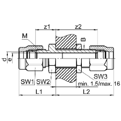 Bild von SERTO Schottverschraubungen SERTO SO 41524 Messing gerade, M-Programm, Durchführungslänge max. 16 mm Grösse: 8, Art.Nr. :  018.1540.080