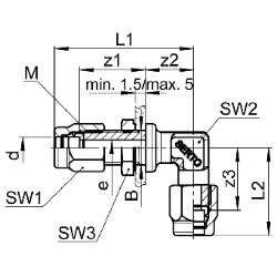 Bild von SERTO Winkel-Schottverschraubungen SERTO SO 42721 Messing M-Programm, Durchführungslänge max. 5 mm Grösse: 15, Art.Nr. :  018.2700.150